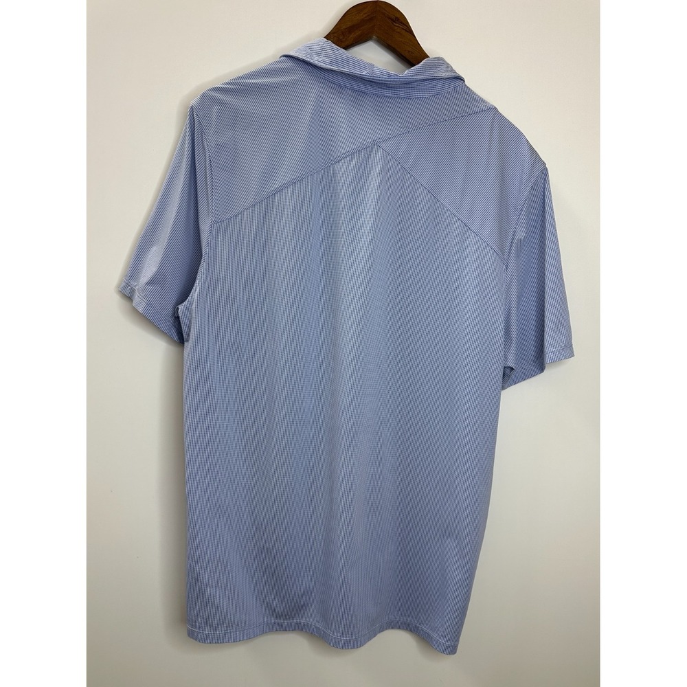 Rhone Commuter Blue Sport Polo Mens Size Large Micro Check Performance Shirt - Picture 5 of 8